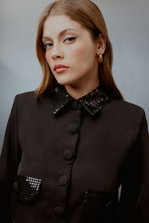 Casaquete Lapelas Glam - Preto