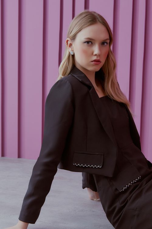 Blazer Crepe Vivo Trança - Preto