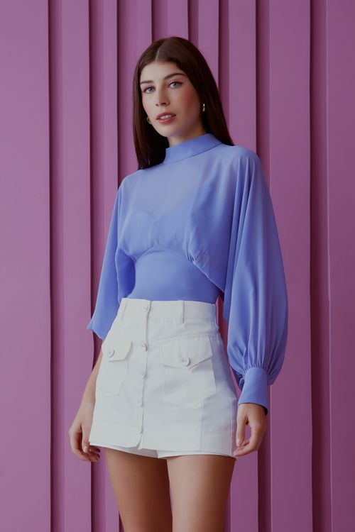 Blusa Musseline Manga Morcego - Lavanda