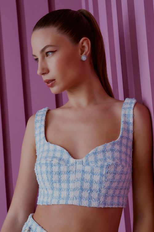 Top Tweed Polly - Azul Cerâmica