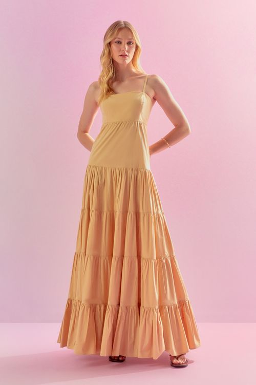 Vestido Cotton Franzidos Longo - Pérola