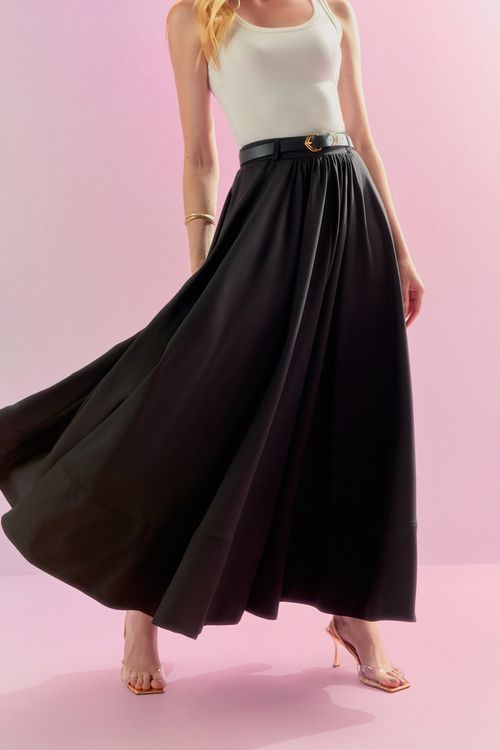 Saia Crepe Godê - Preto