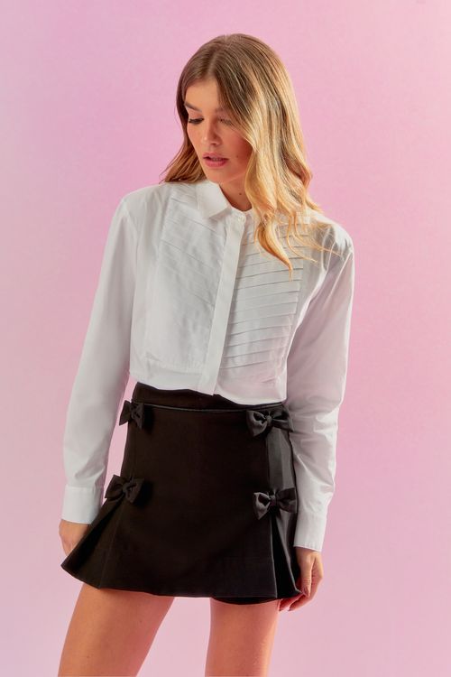 Camisa Tricoline Pregas - Off White