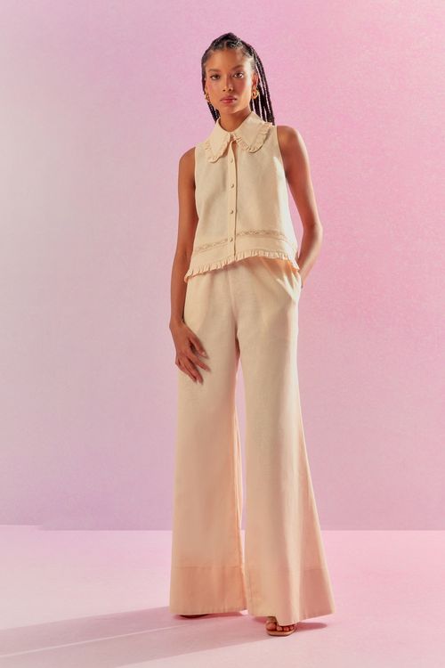 Conjunto Linen Voil Rendinha - Pérola