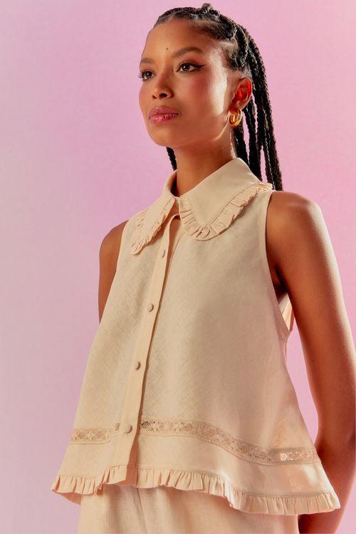 Conjunto Linen Voil Rendinha - Pérola