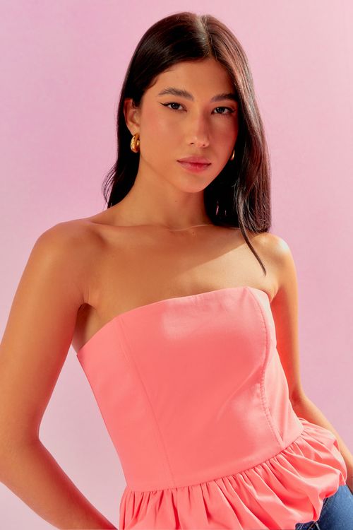 Blusa Corset Peplum Sarja Paper - Fondant
