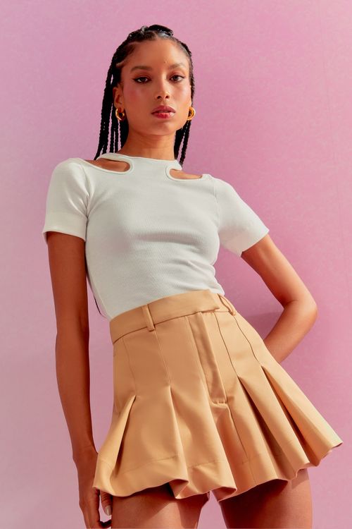 Short Saia Pregas Cloe - Pérola