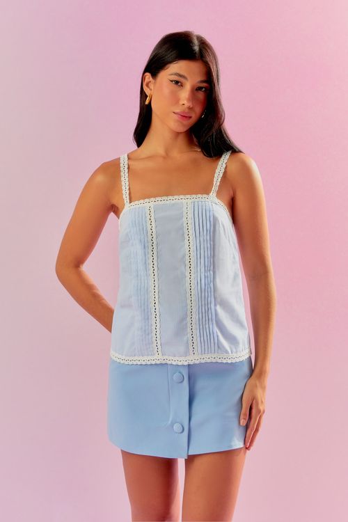 Blusa Listra Baby Renda - Sky