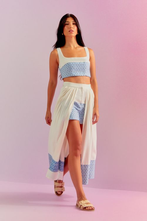 Conjunto Short Saia Barrado Especiarias - Marino