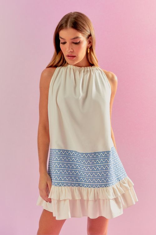 Vestido Bata Barrado Especiarias - Marino