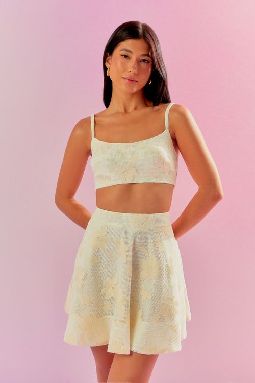 Conjunto Tela Floral - Off White