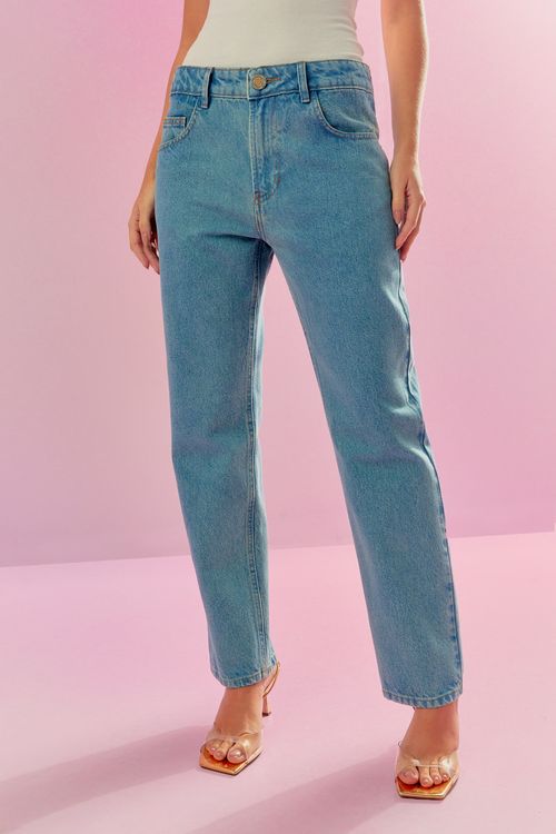 Calça Jeans Mid Waist - Jeans Claro