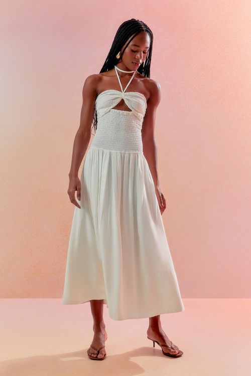 Vestido Eco Lastex Amarração - Off White
