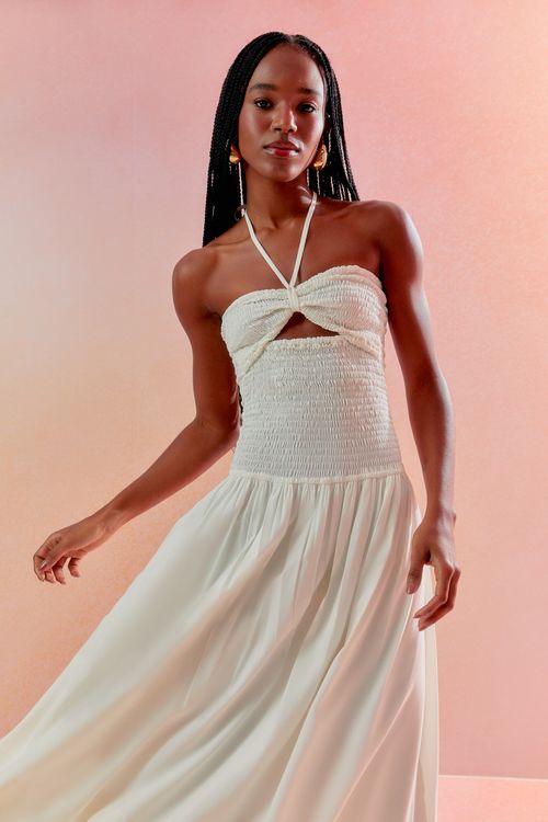 Vestido Eco Lastex Amarração - Off White