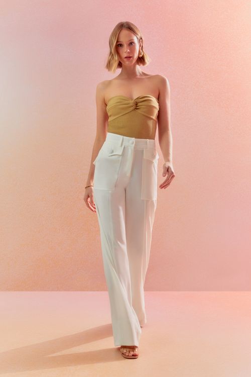 Calça Crepe Aletas - Off White