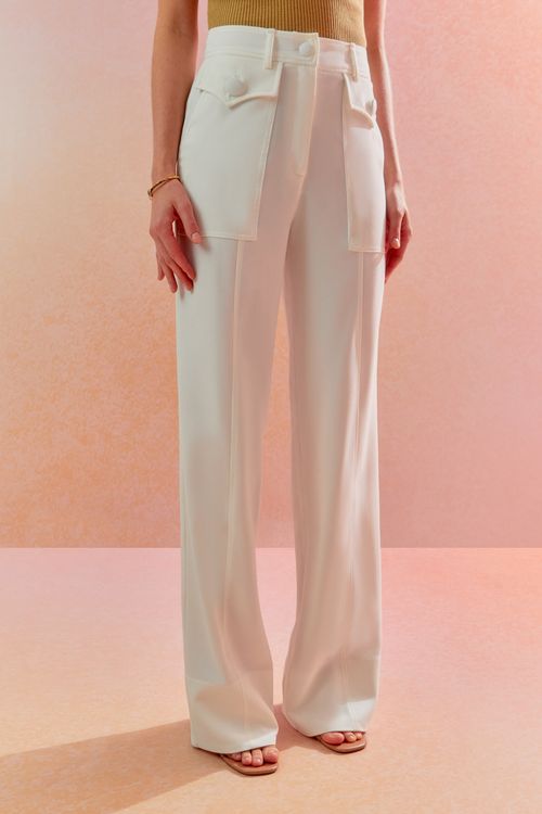 Calça Crepe Aletas - Off White