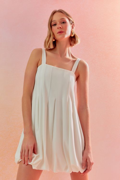 Vestido Pregas Balone - Off White