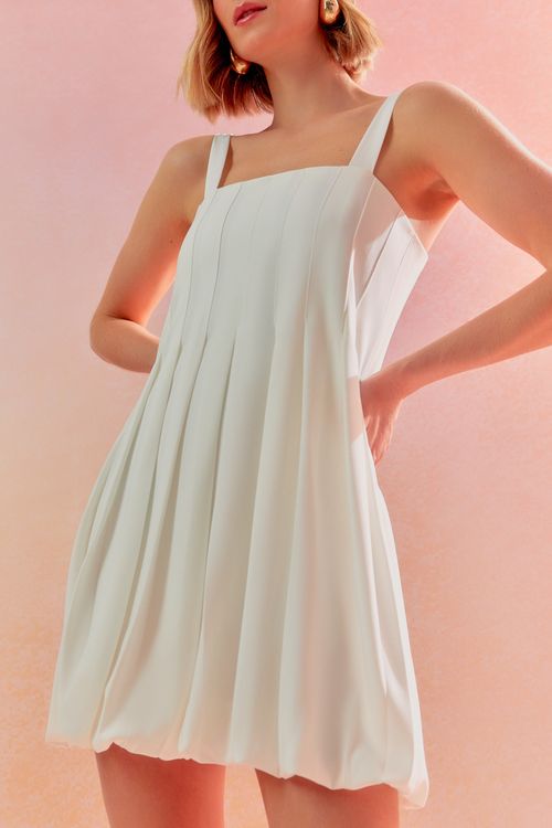 Vestido Pregas Balone - Off White