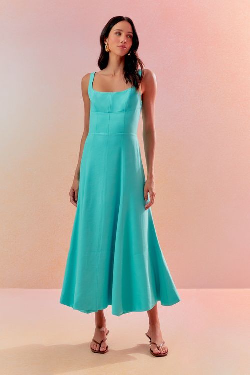 Vestido Visco Gode Nesgas - Oceano