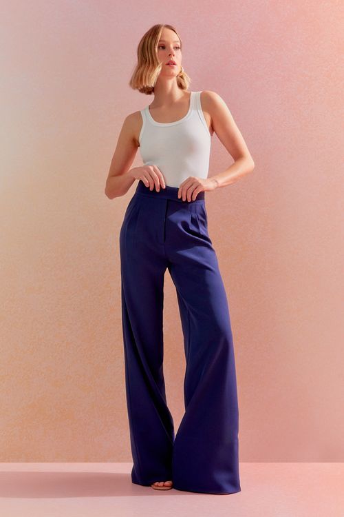 Calça London Alfaiataria Pregas - Marino