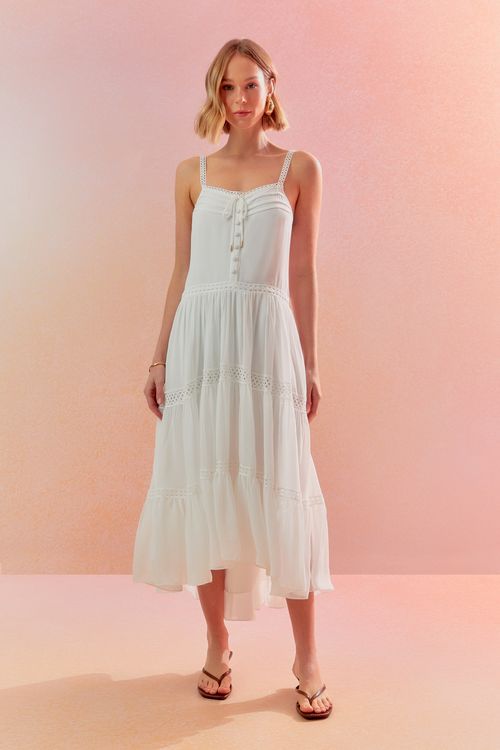 Vestido Musseline Boho - Off White