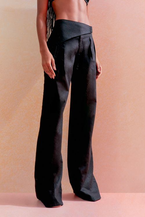 Calça Linho Santorine Transpasse - Preto
