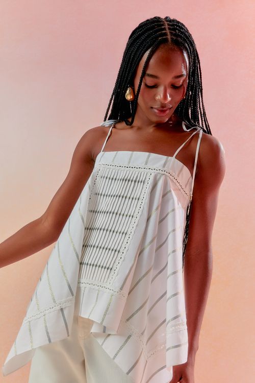 Blusa Lenço Listra Shine - Off White