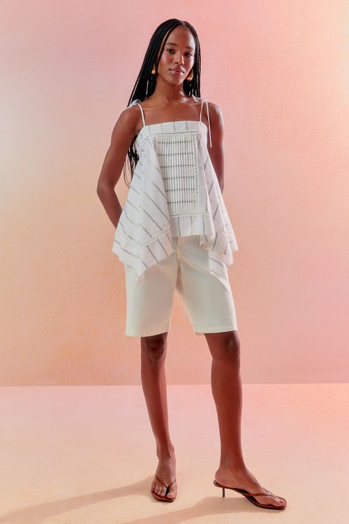 Blusa Lenço Listra Shine - Off White