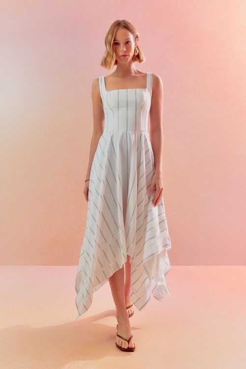 Vestido Lenço Listra Shine - Off White