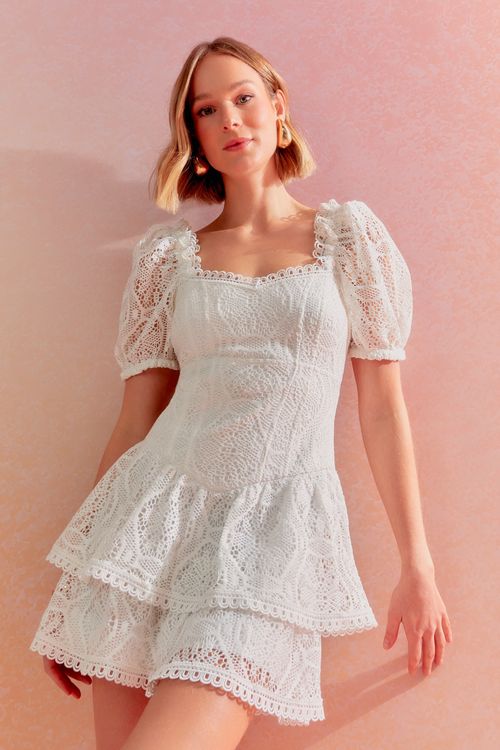 Macaquinho Renda Crochet - Off White