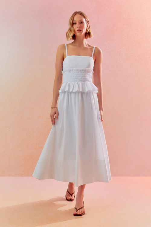 Vestido Galles Franzido - Off White