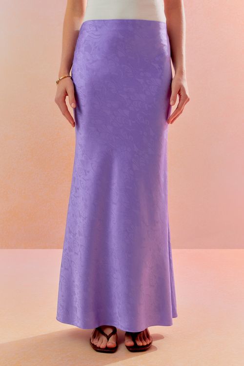 Saia Enviesada Tela Floral - Lavanda