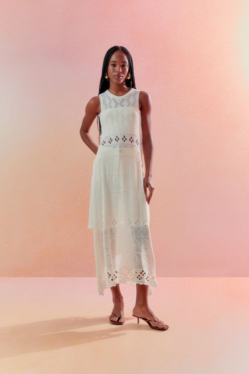 Vest Tricot Rendado - Off White