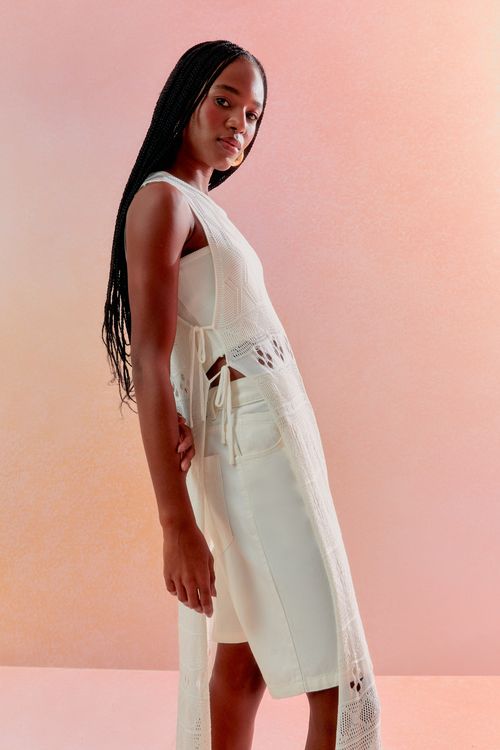 Vest Tricot Rendado - Off White