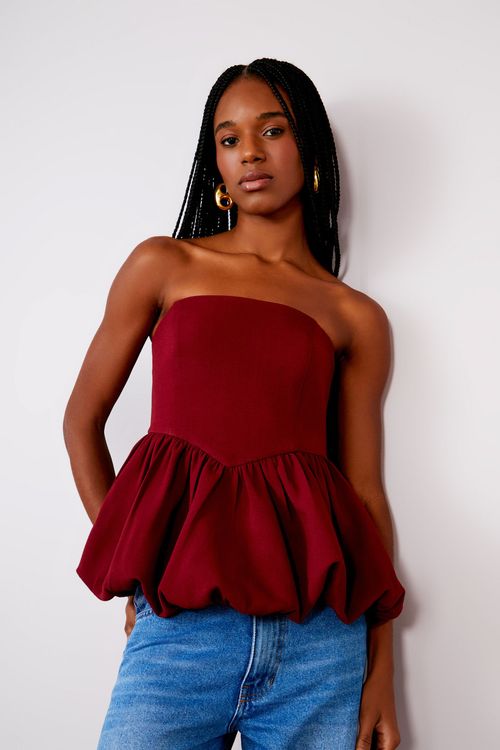 Blusa Islândia Balone Sem Alça - Merlot