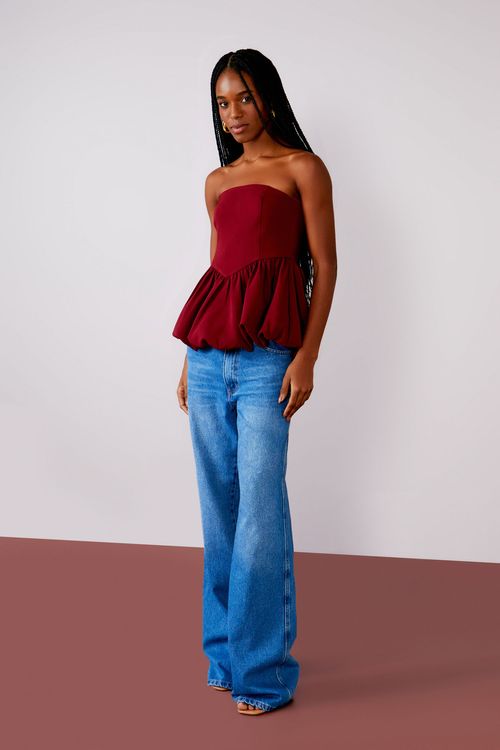Blusa Islândia Balone Sem Alça - Merlot