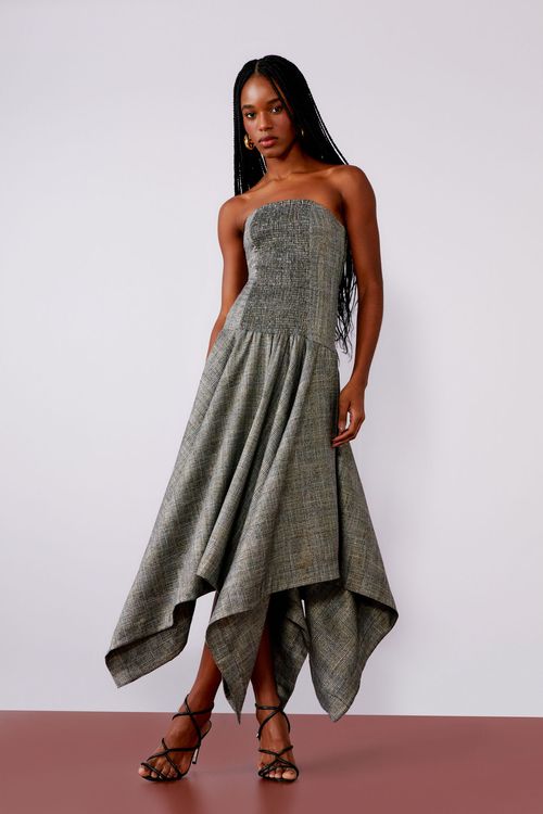 Vestido Príncipe De Galles Metálico - Cocoa