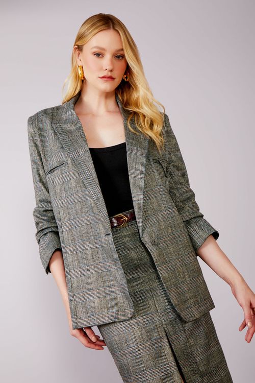 Blazer Príncipe De Galles Metallic - Cocoa