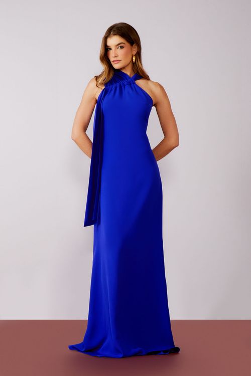 Vestido Crepe Canal Lenço - Galactic