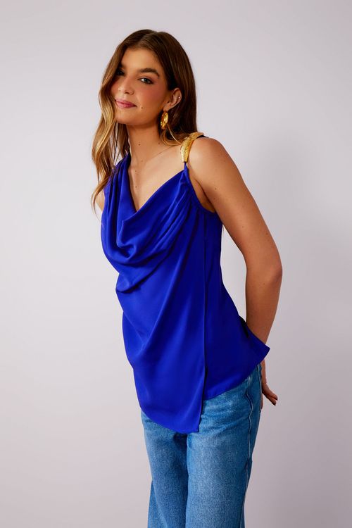 Blusa Crepe Degage Alça Croco - Galactic
