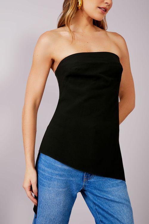 Blusa Crepe Diagonal - Preto