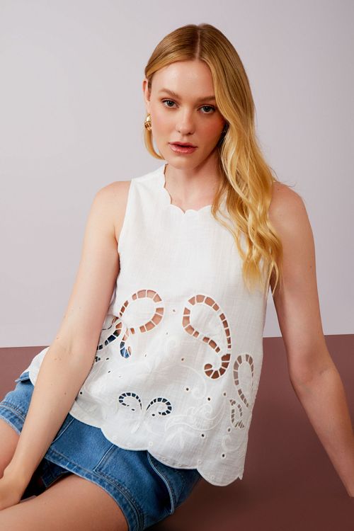 Blusa Flame Bordada - Off White