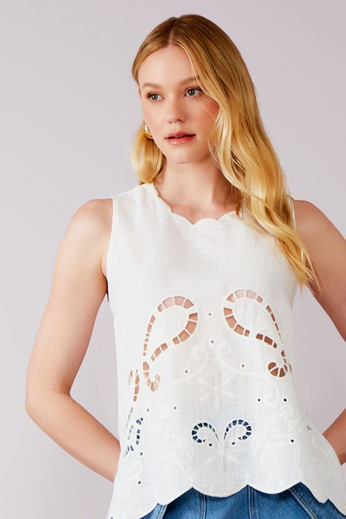 Blusa Flame Bordada - Off White