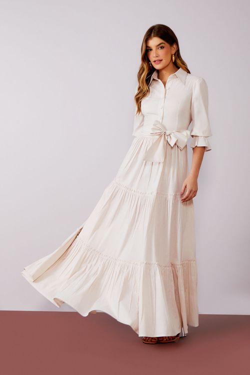 Vestido Chemise Algodão Listra Candy - Vanilla