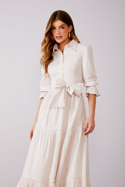 Vestido Chemise Algodão Listra Candy - Vanilla