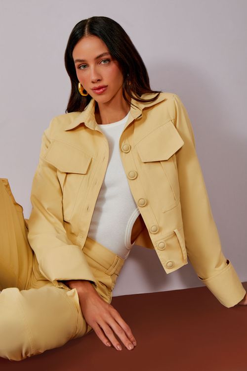 Jaqueta Sarja Mini Trench - Vanilla