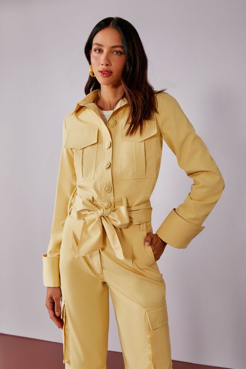 Jaqueta Sarja Mini Trench - Vanilla