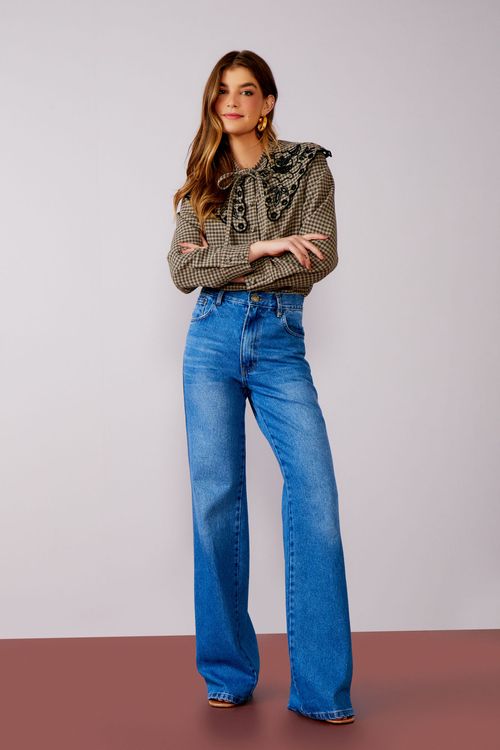 Camisa Xadrez Escocês Bordada