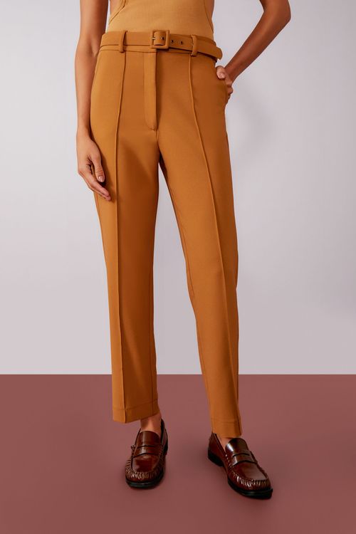 Calça Crepe Nervura Reta - Cocoa
