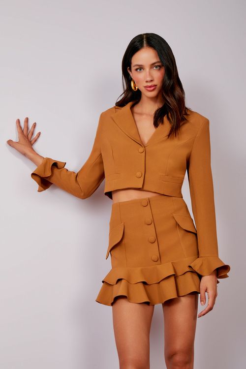 Conjunto Crepe Saia Blair - Cocoa
